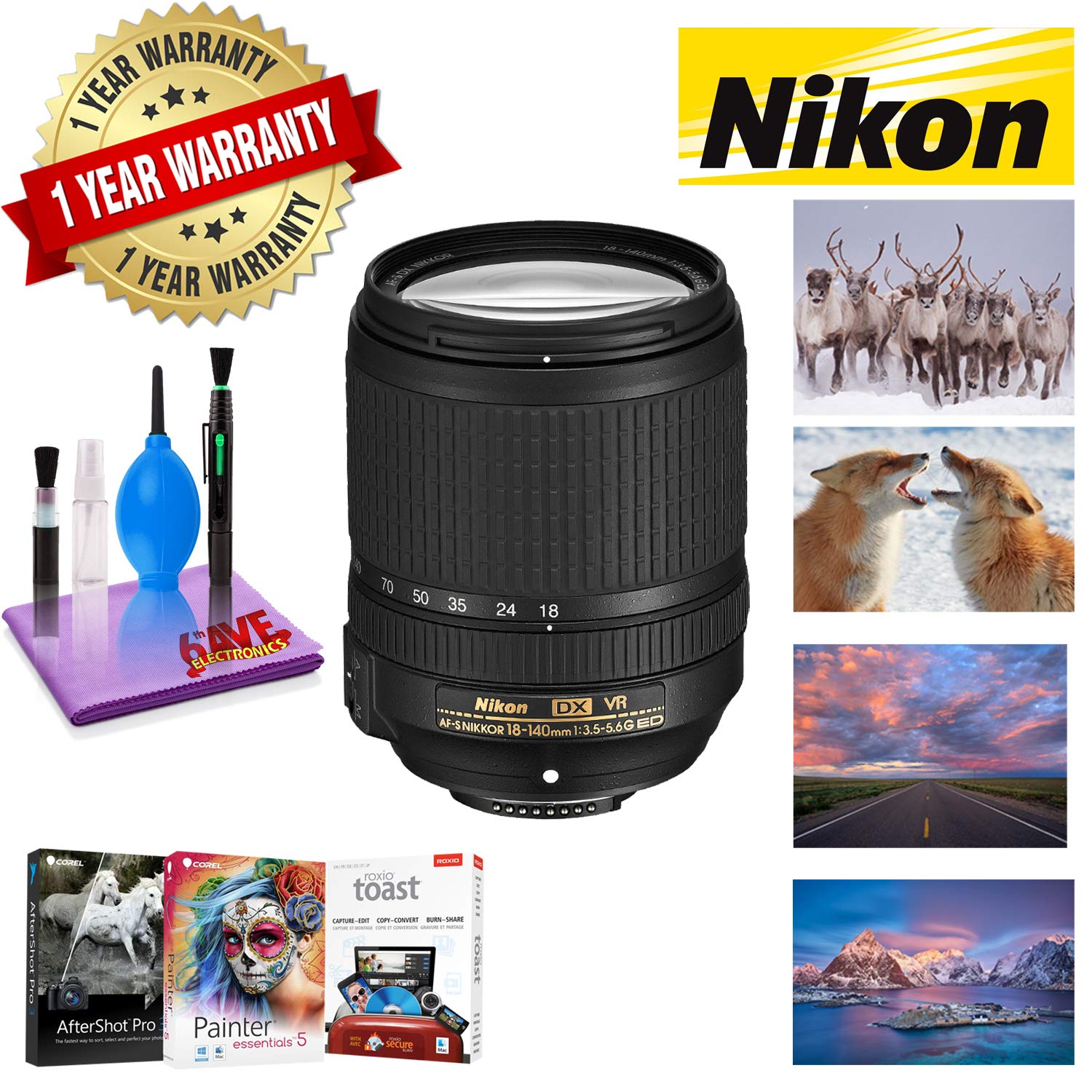 NIKON 18-140MM F/3.5-5.6G ED AF-S DX VR Lens with 1 Year Warranty